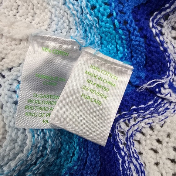 Lilly Pulitzer Navana Sweater Womens Medium‎ 1/2 Sleeve Crochet Wave Stripe - Picture 5 of 11